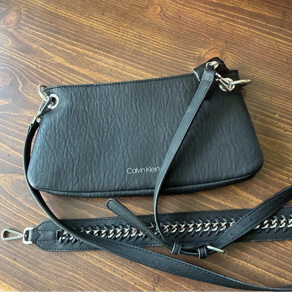Calvin Klein Black Leather Crossbody Bag